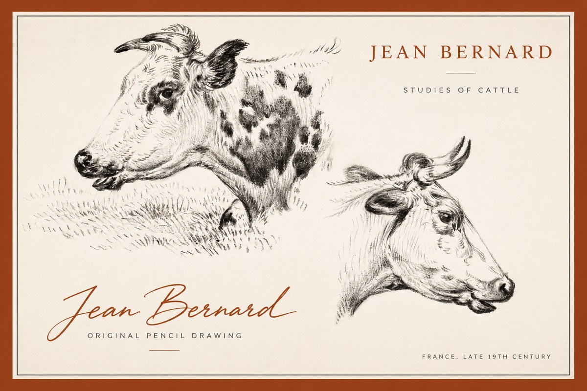 Jean Bernard Studies of Cattle I No3 - Plakat