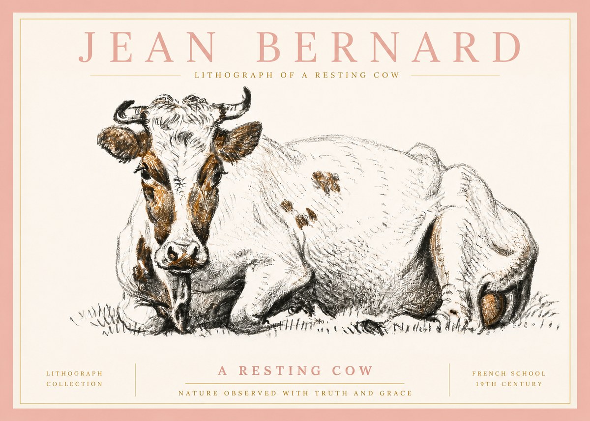 Jean Bernard Study of a Resting Cow III No5 - Plakat