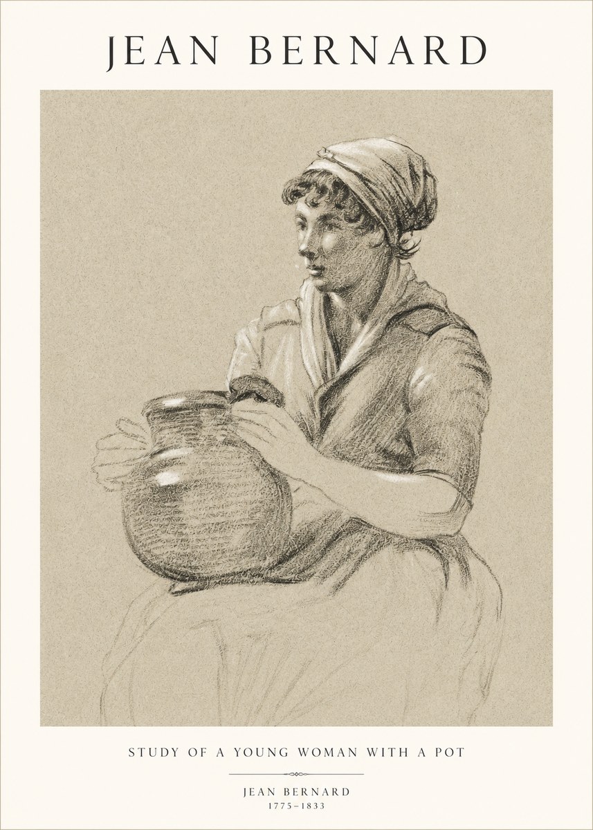 Jean Bernard Study of a Young Woman with a Pot No1 - Plakat