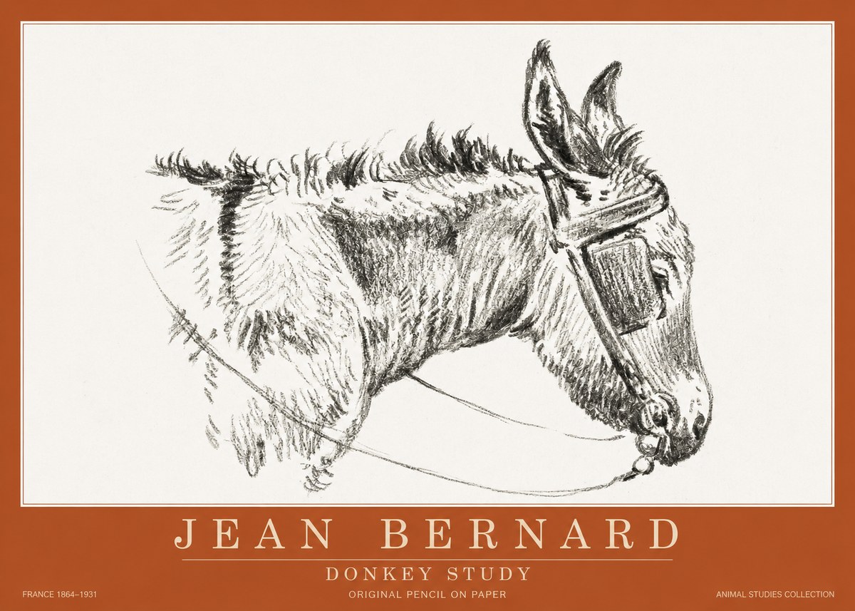 Jean Bernard Donkey Study II No2 - Plakat