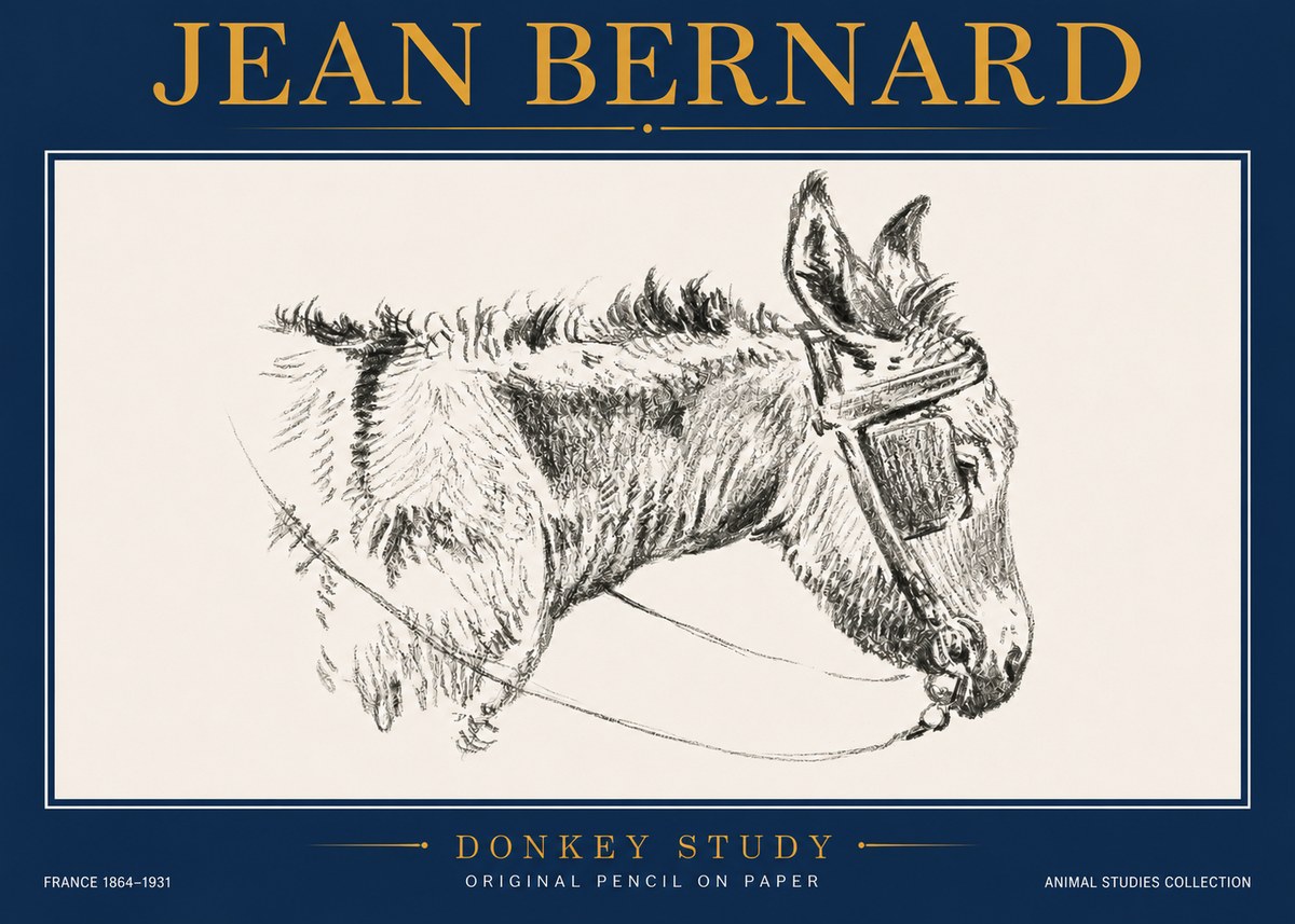 Jean Bernard Donkey Study II No4 - Plakat