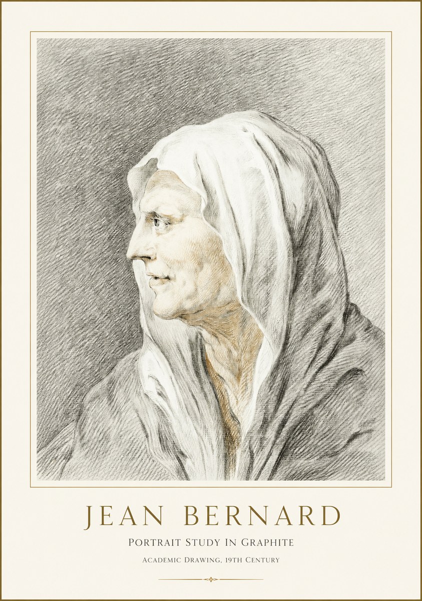 Jean Bernard Profile Study of a Hooded Figure No3 - Plakat