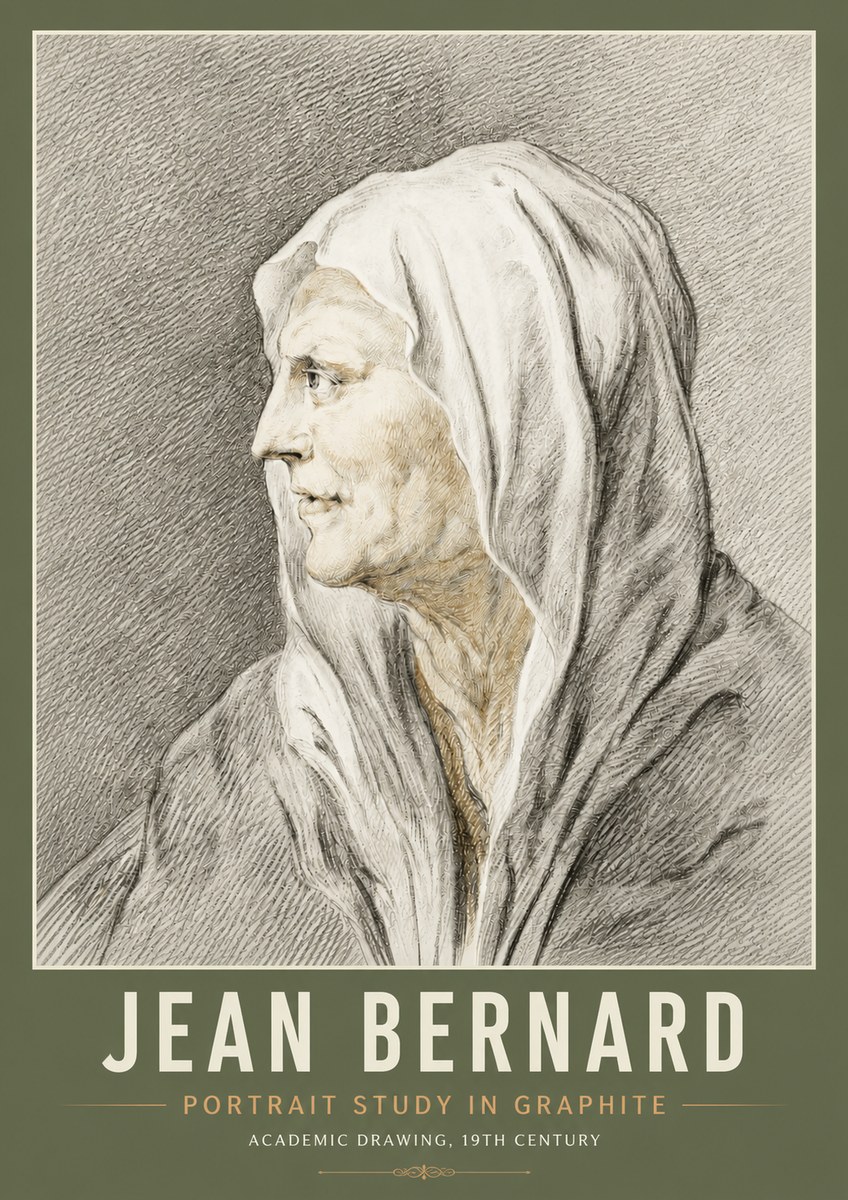Jean Bernard Profile Study of a Hooded Figure No6 - Plakat