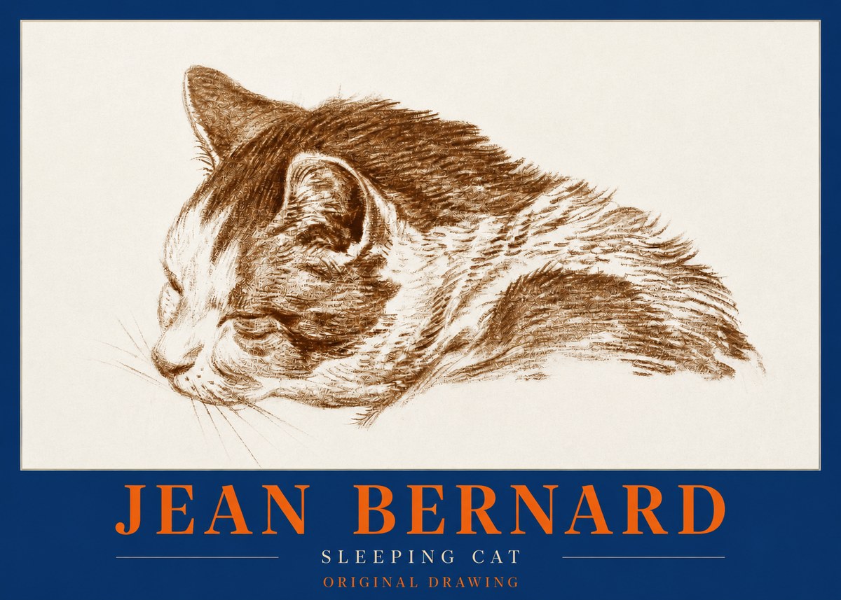 Jean Bernard Sleeping Cat II No2 - Plakat