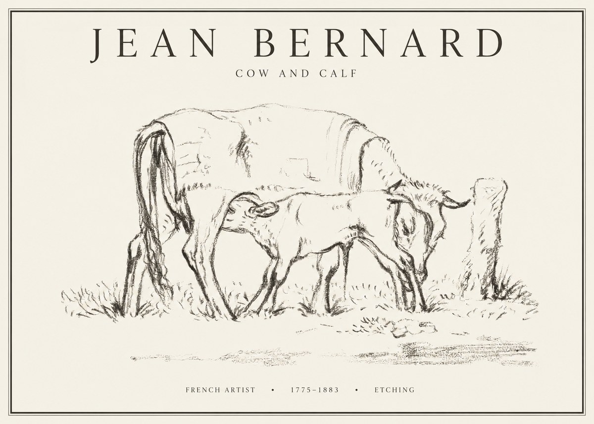 Jean Bernard Cow and Calf I No1 - Plakat