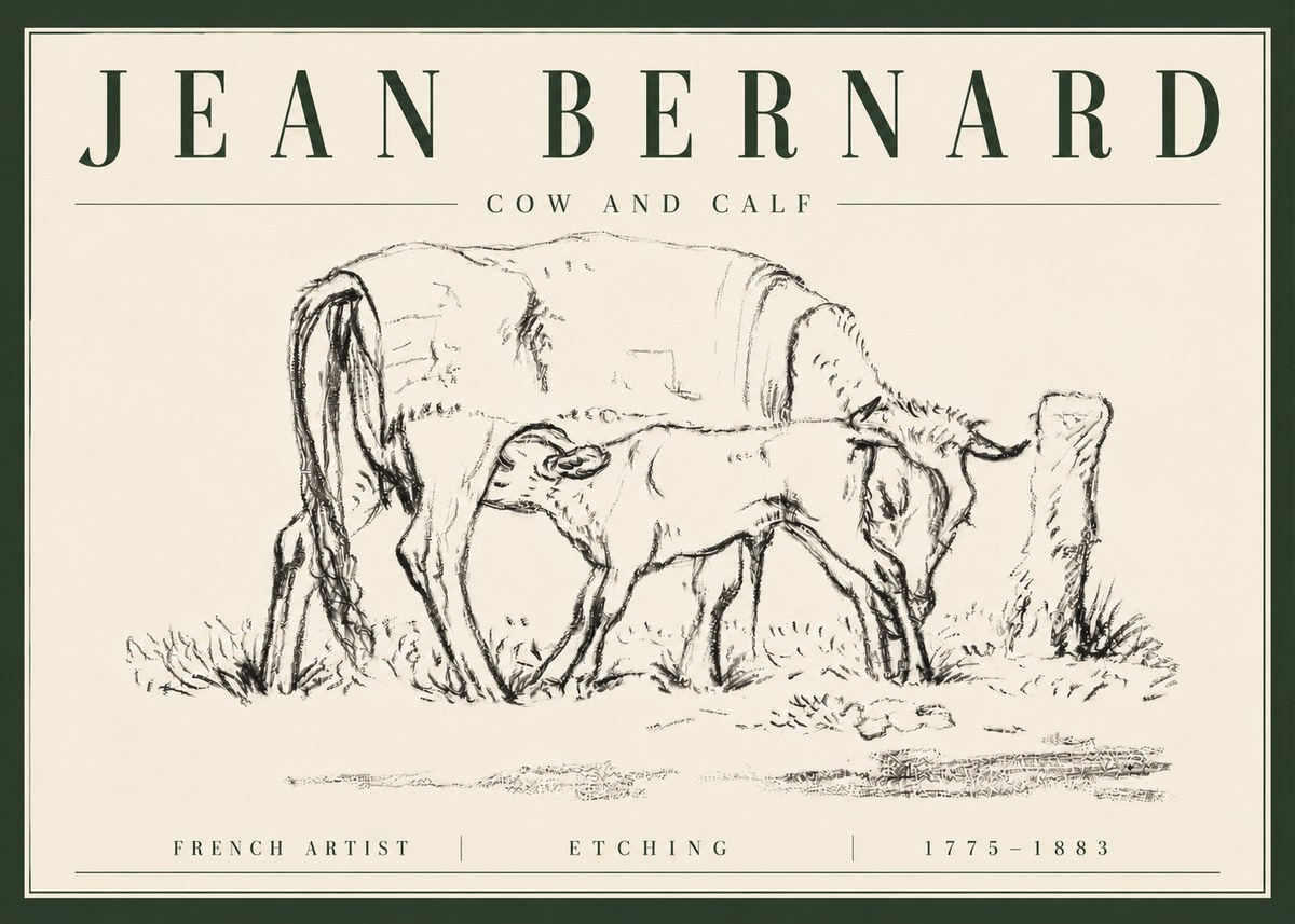 Jean Bernard Cow and Calf I No6 - Plakat