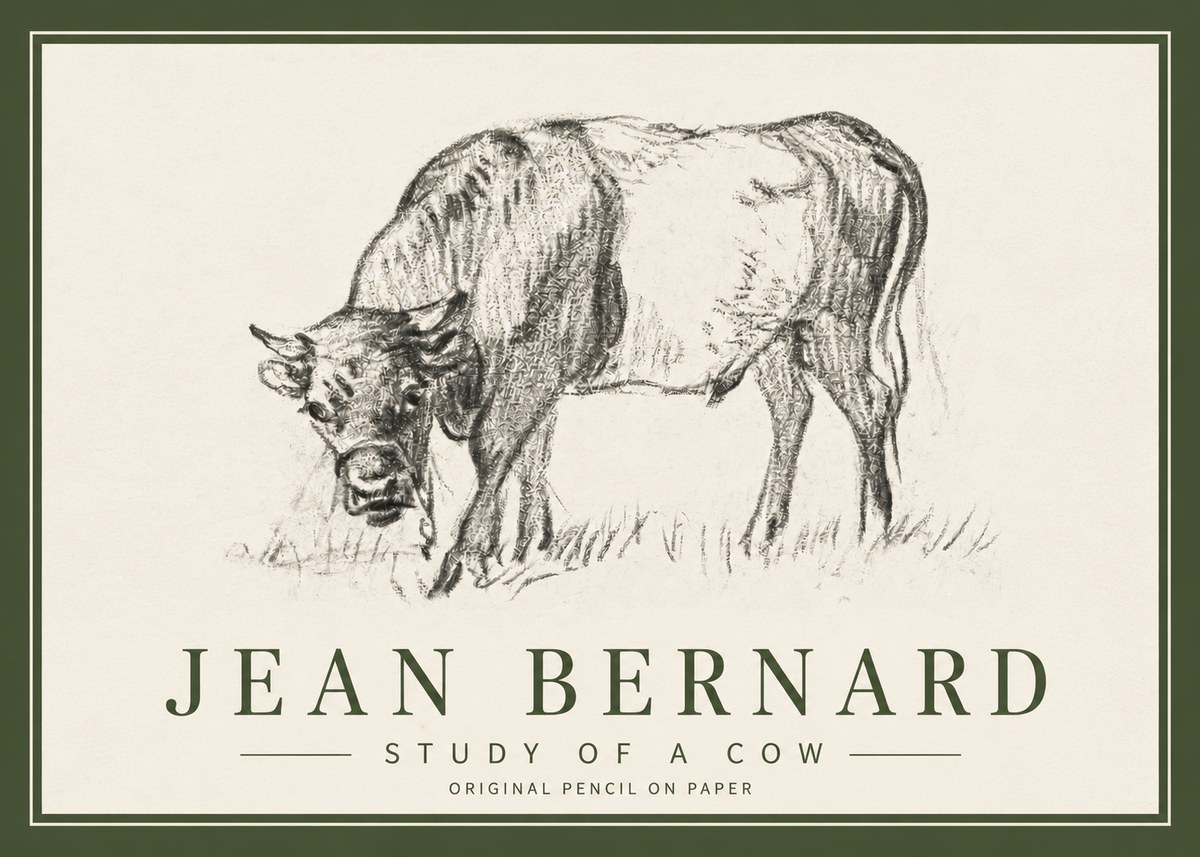 Jean Bernard Study of a Cow II No3 - Plakat