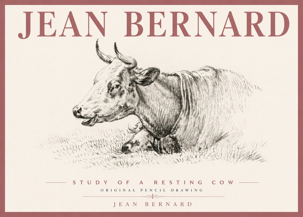 Jean Bernard Study of a Resting Cow IV No6 - Plakat