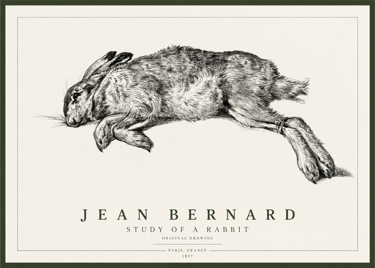 Jean Bernard Study of a Rabbit No1 - Plakat