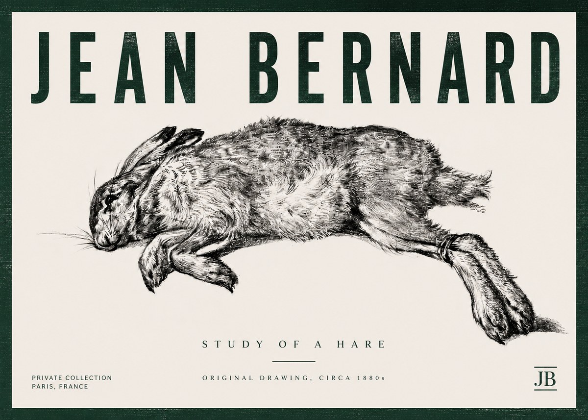 Jean Bernard Study of a Rabbit No6 - Plakat