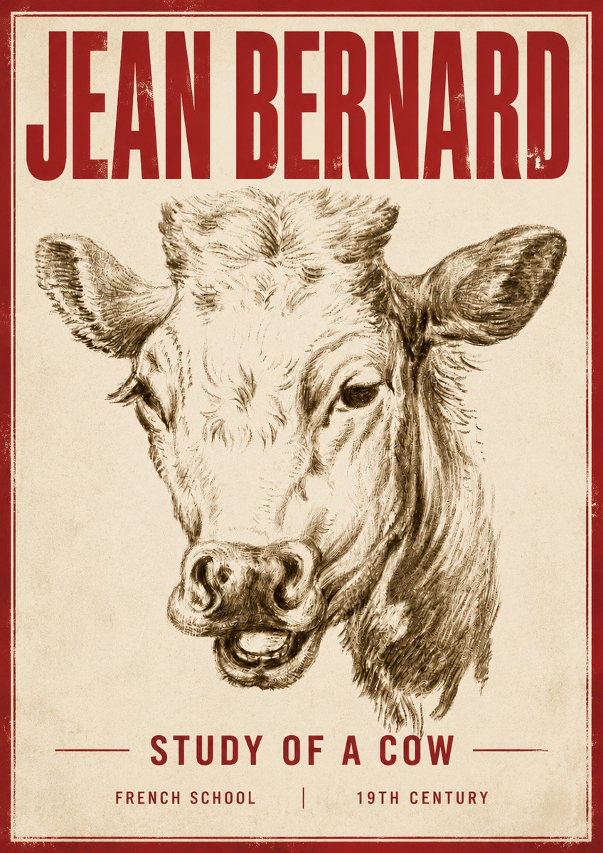 Jean Bernard Study of a Cow IV No5 - Plakat