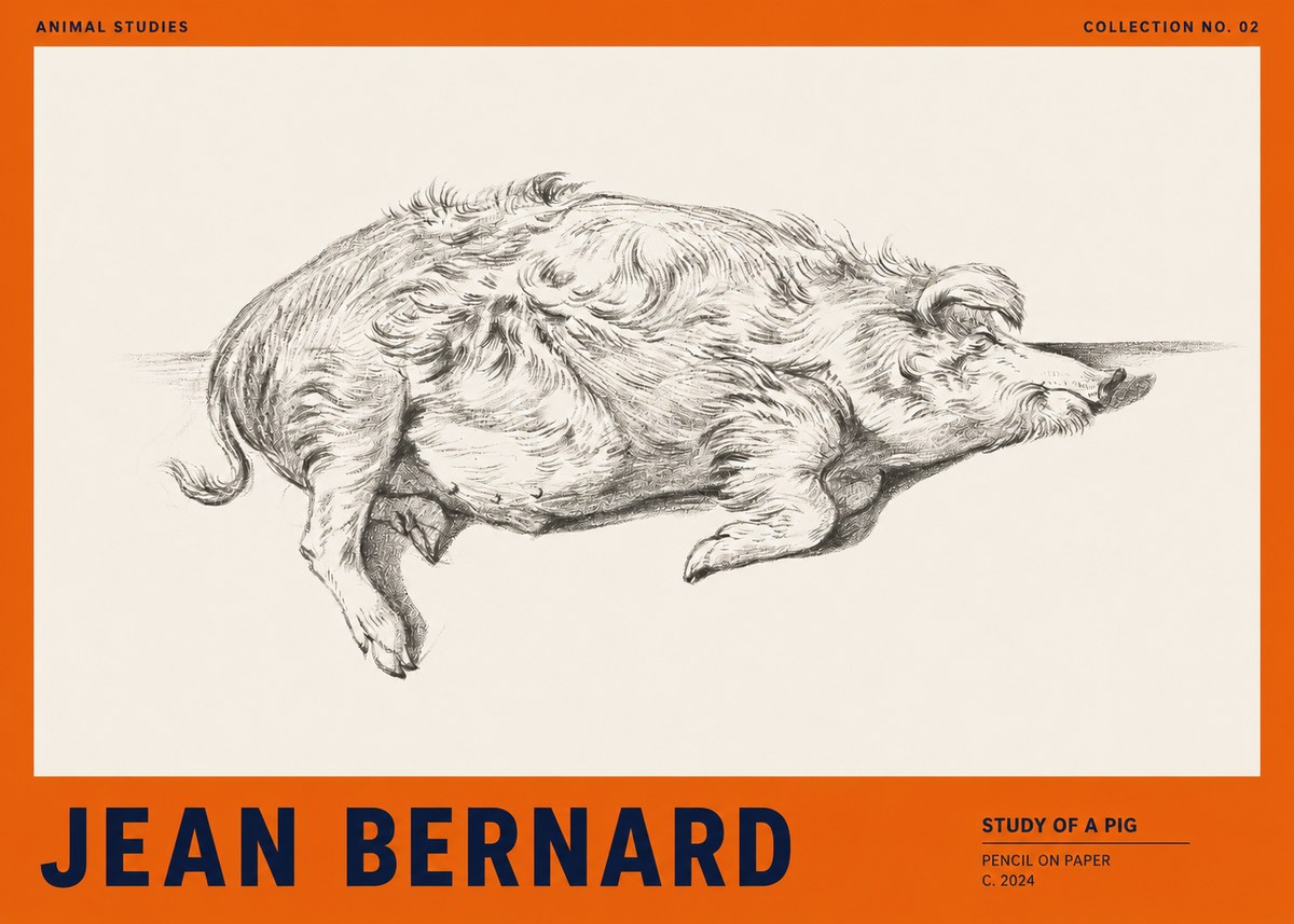 Jean Bernard Study of a Pig I No2 - Plakat