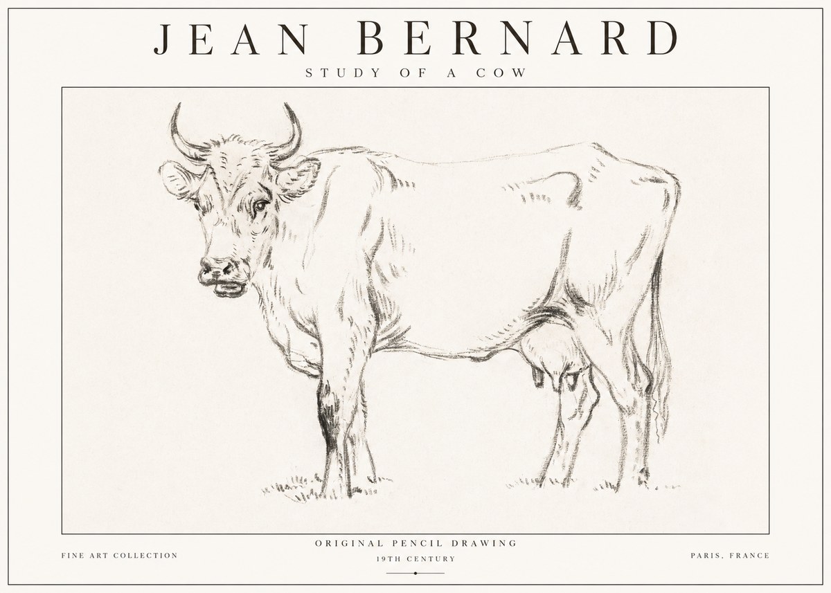Jean Bernard Study of a Cow VI No1 - Plakat