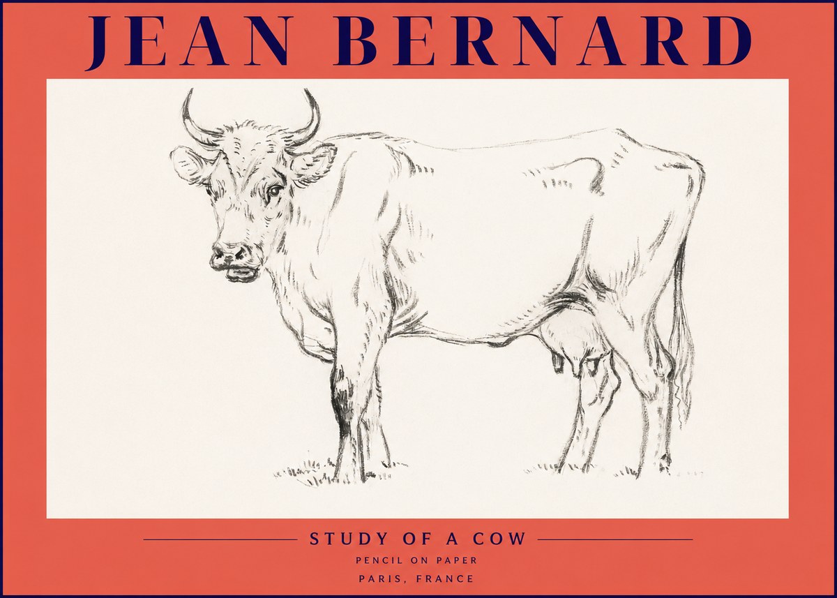 Jean Bernard Study of a Cow VI No4 - Plakat