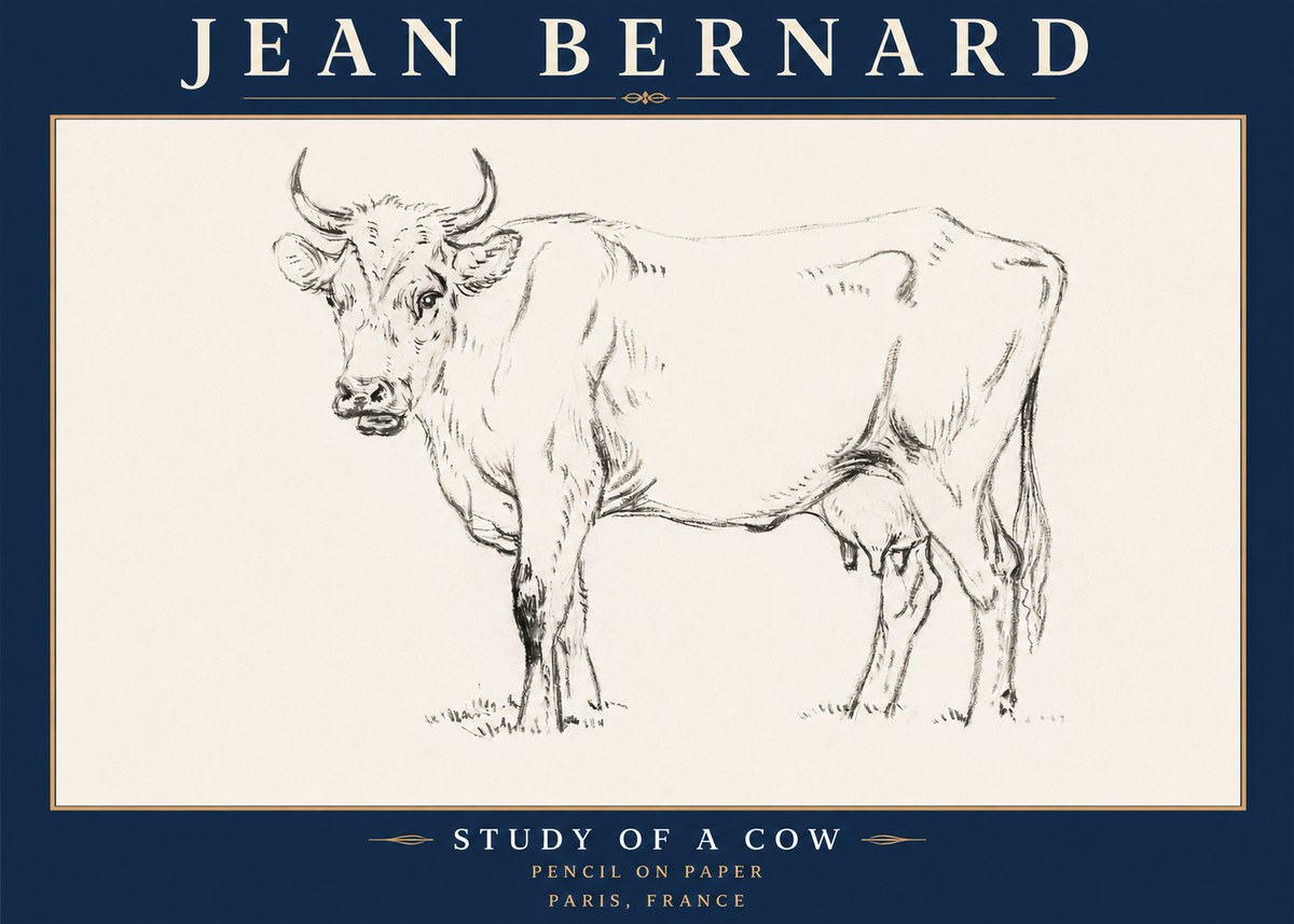 Jean Bernard Study of a Cow VI No6 - Plakat