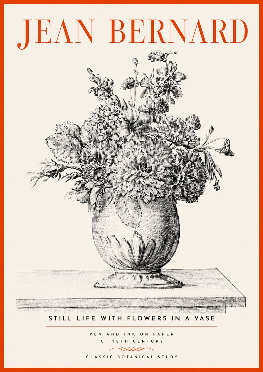 Jean Bernard Floral Composition in a Vase No5 - Plakat