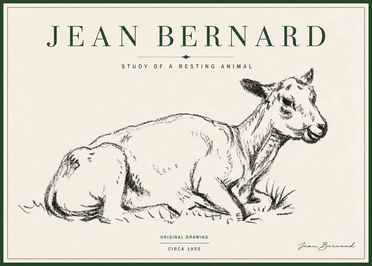 Jean Bernard Study of a Resting Animal No4 - Plakat