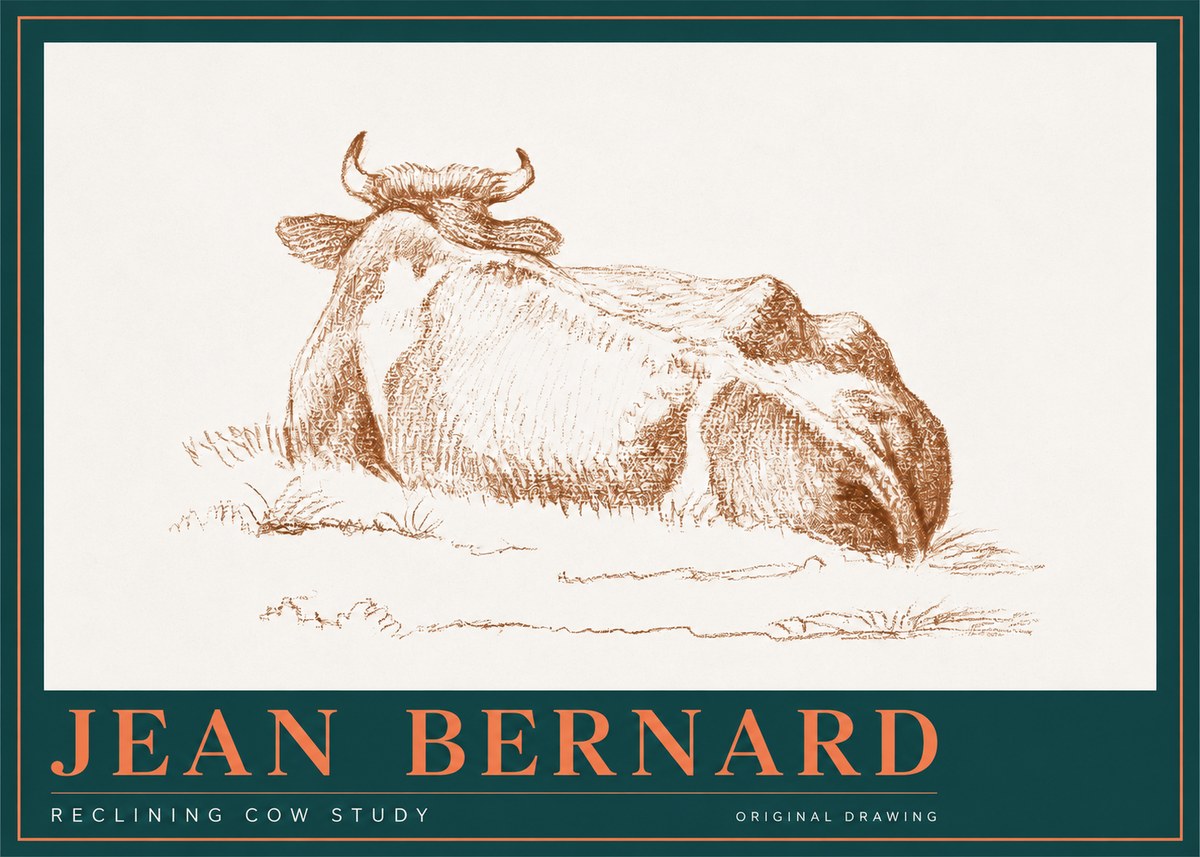 Jean Bernard Reclining Cow Study No2 - Plakat