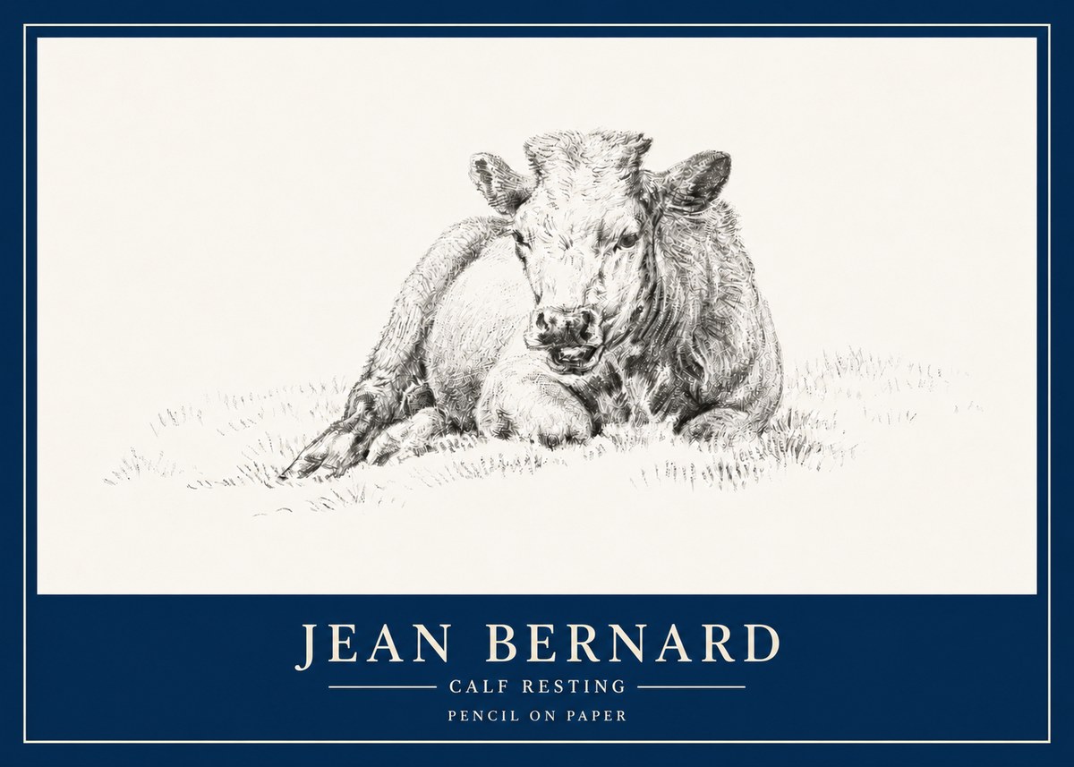 Jean Bernard Calf Resting No3 - Plakat