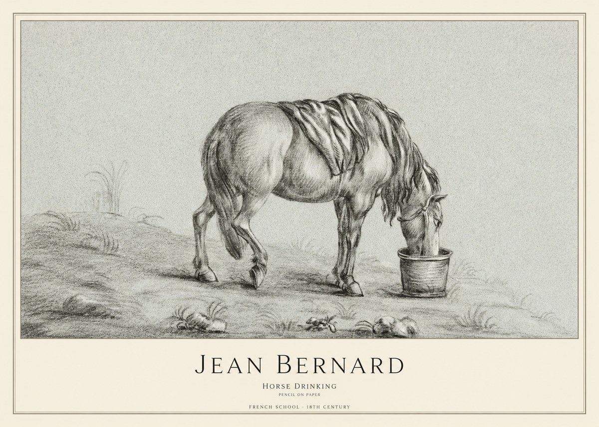 Jean Bernard Horse Drinking No1 - Plakat