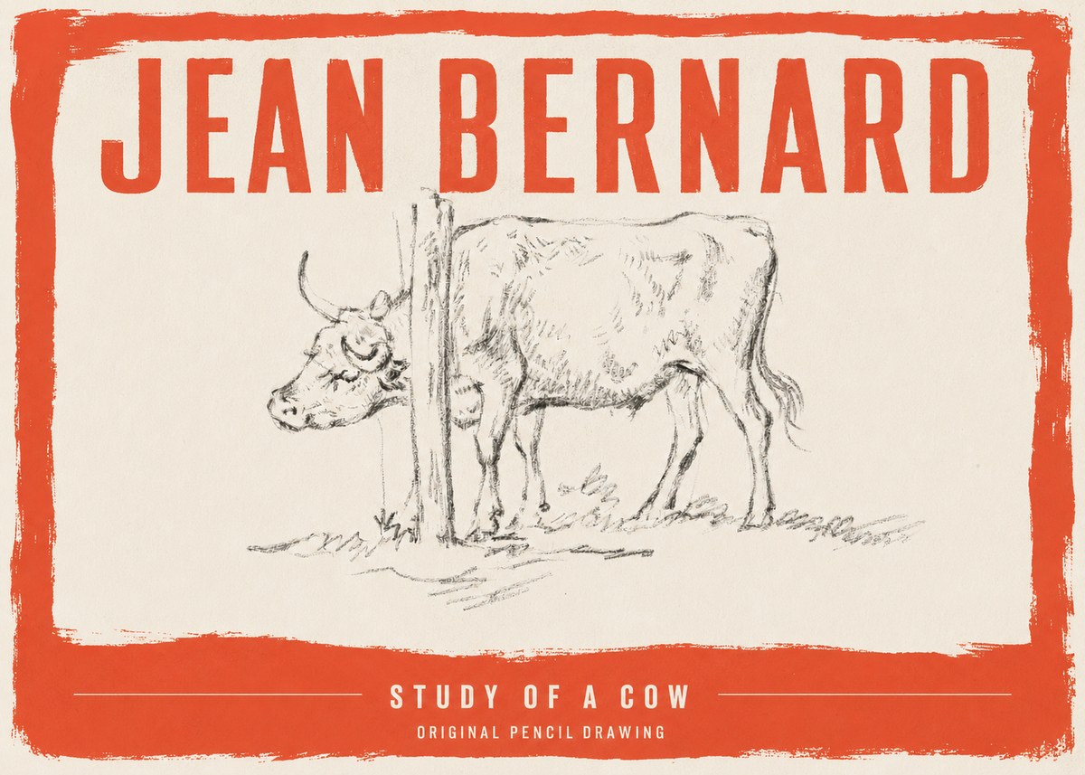 Jean Bernard Study of a Cow VII No3 - Plakat
