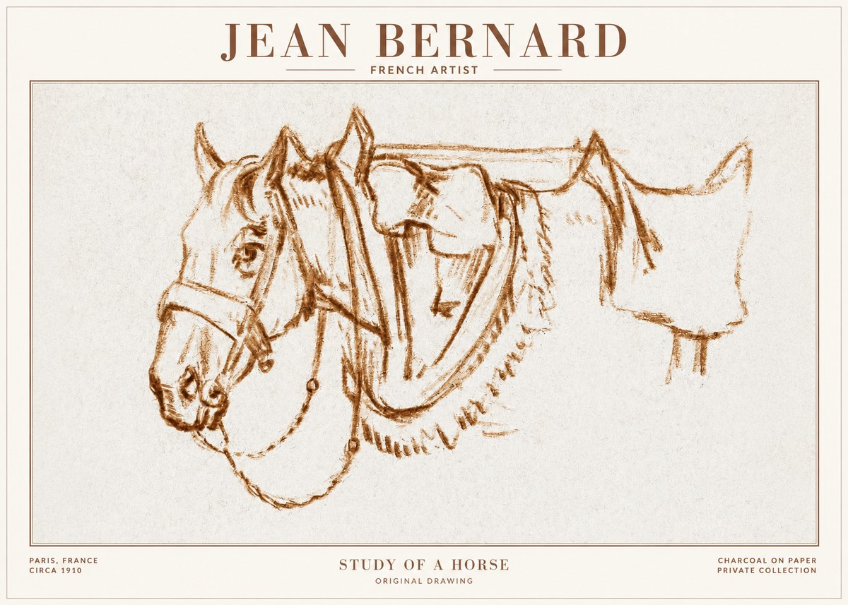 Jean Bernard Study of a Horse VII No1 - Plakat