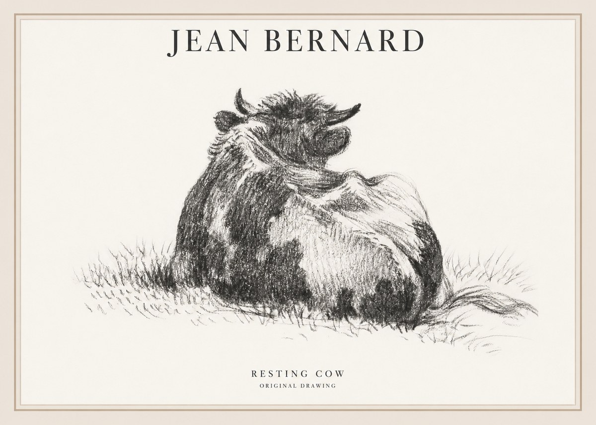 Jean Bernard Resting Highland Cow No6 - Plakat