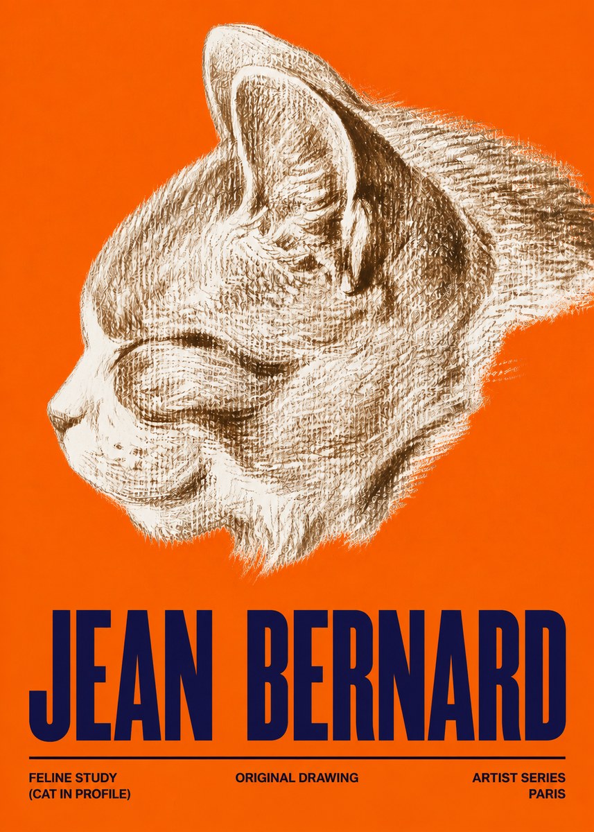 Jean Bernard Cat Study VI No5 - Plakat