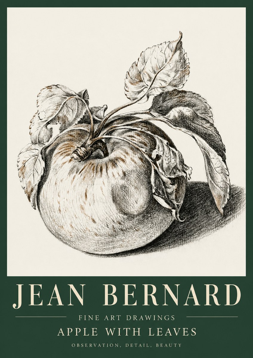 Jean Bernard Apple with Leaves No5 - Plakat