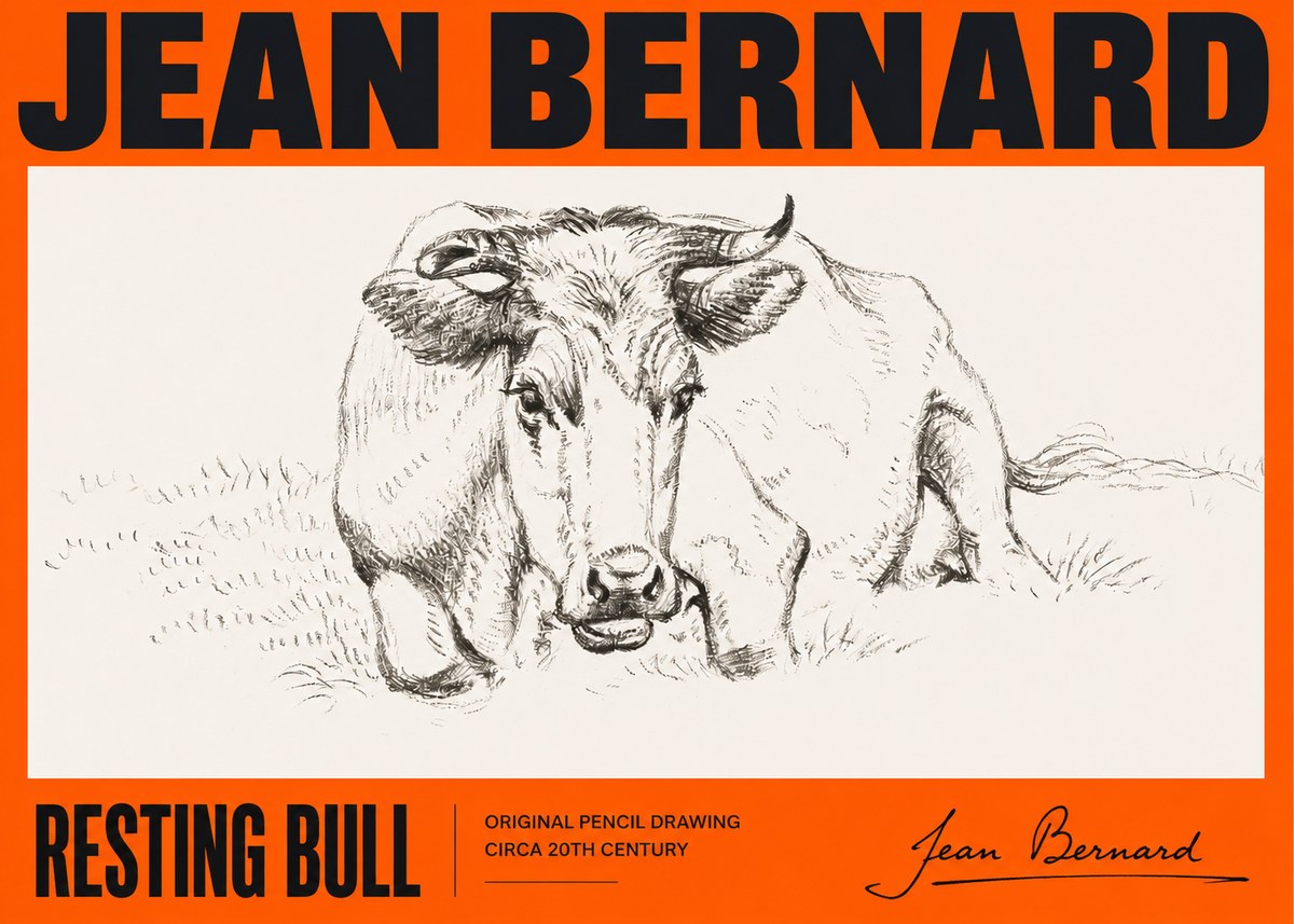 Jean Bernard Resting Cow II No5 - Plakat