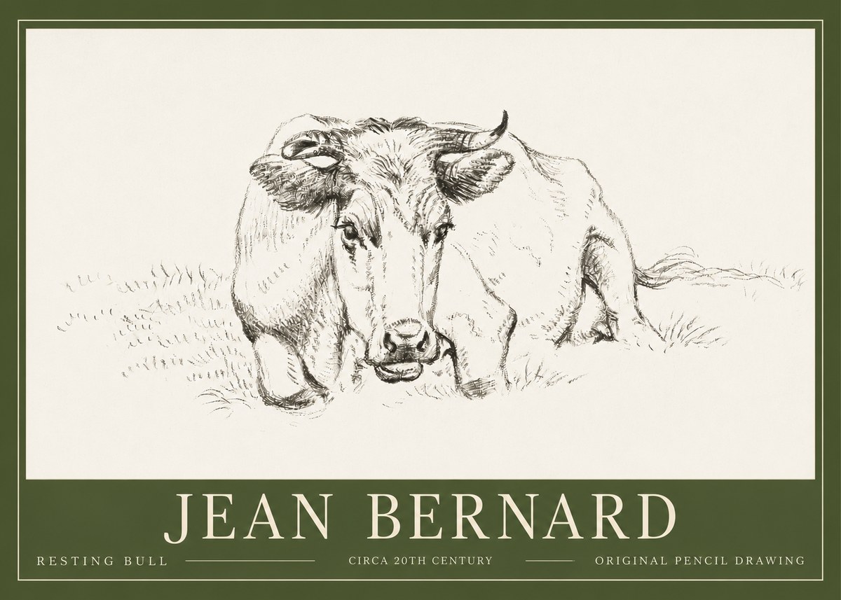 Jean Bernard Resting Cow II No6 - Plakat