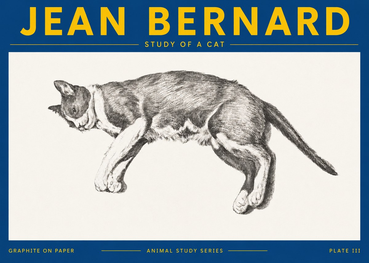 Jean Bernard Cat Study VII No5 - Plakat