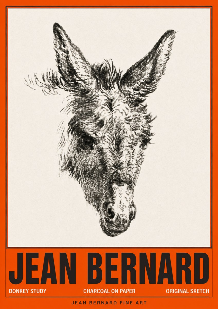 Jean Bernard Donkey Study IV No4 - Plakat