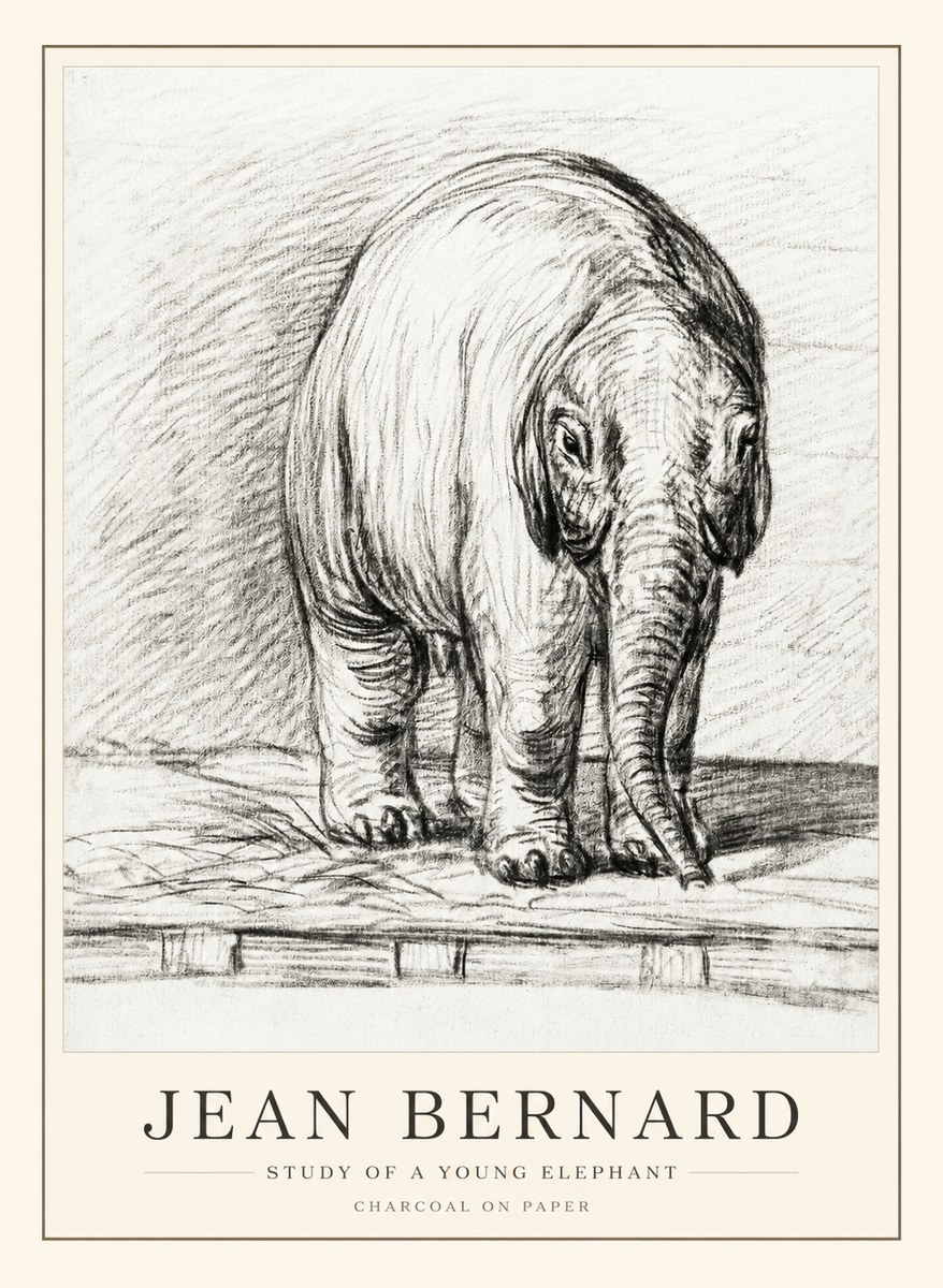 Jean Bernard Young Elephant No3 - Plakat