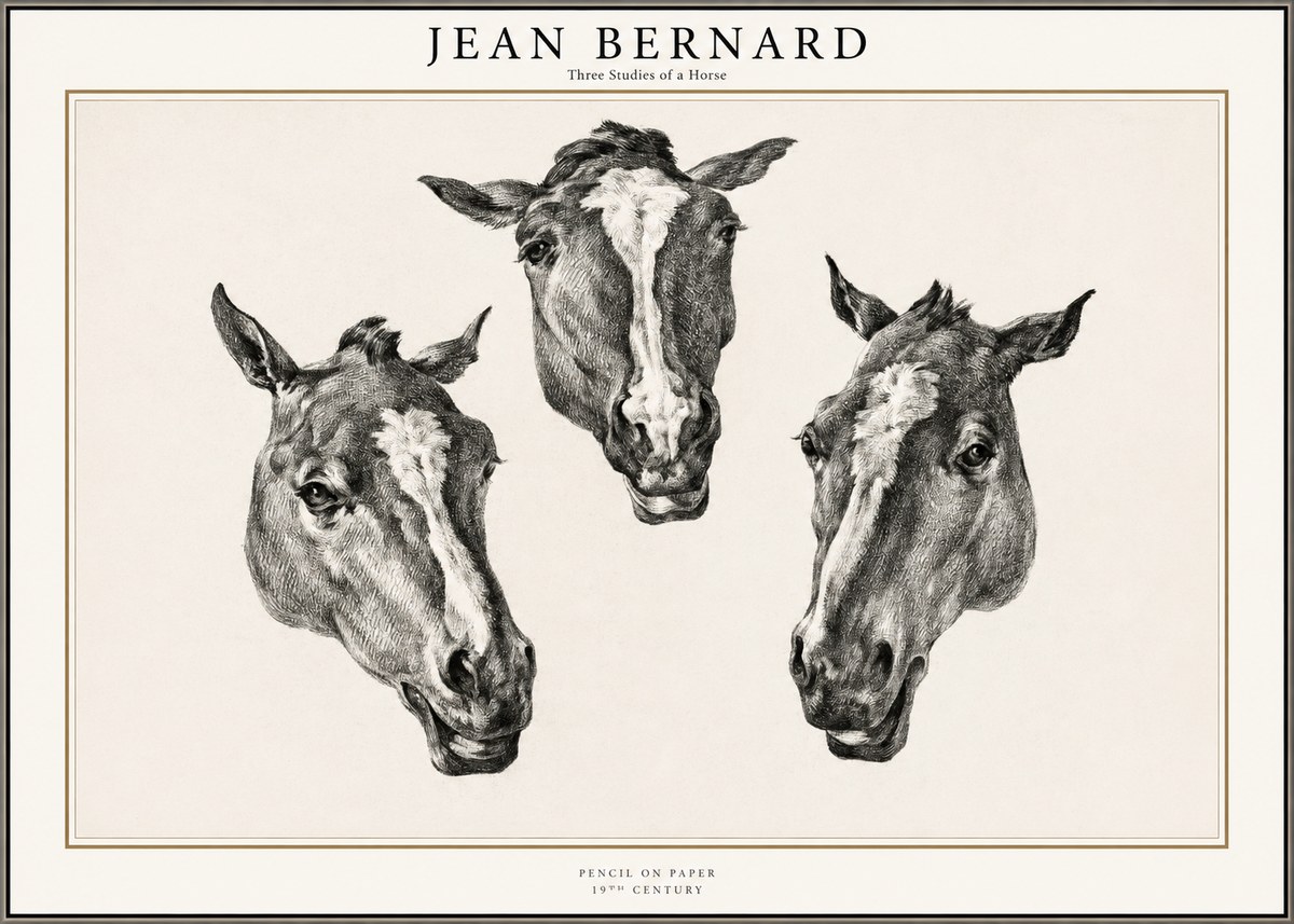 Jean Bernard Three Studies of a Horse No1 - Plakat