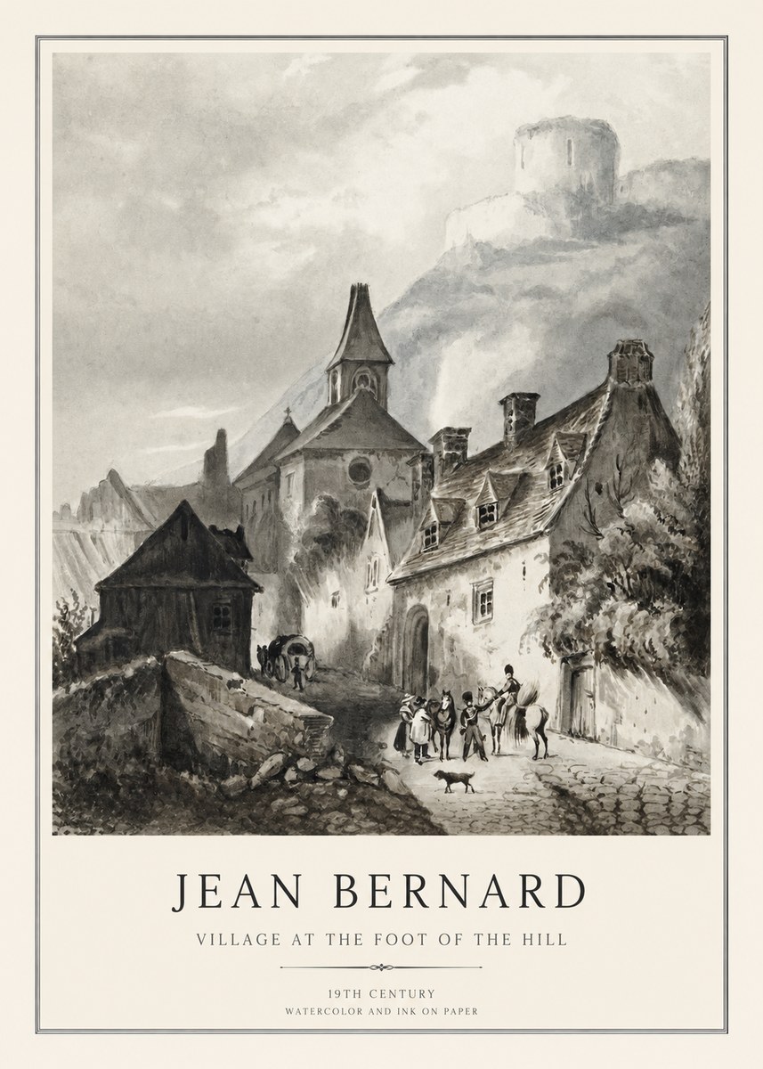 Jean Bernard Village at the Foot of the Hill No1 - Plakat