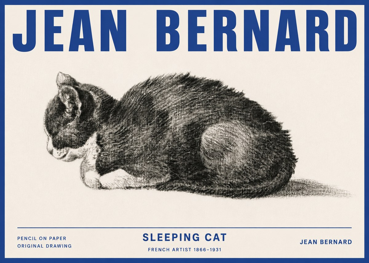 Jean Bernard Sleeping Cat VII No4 - Plakat