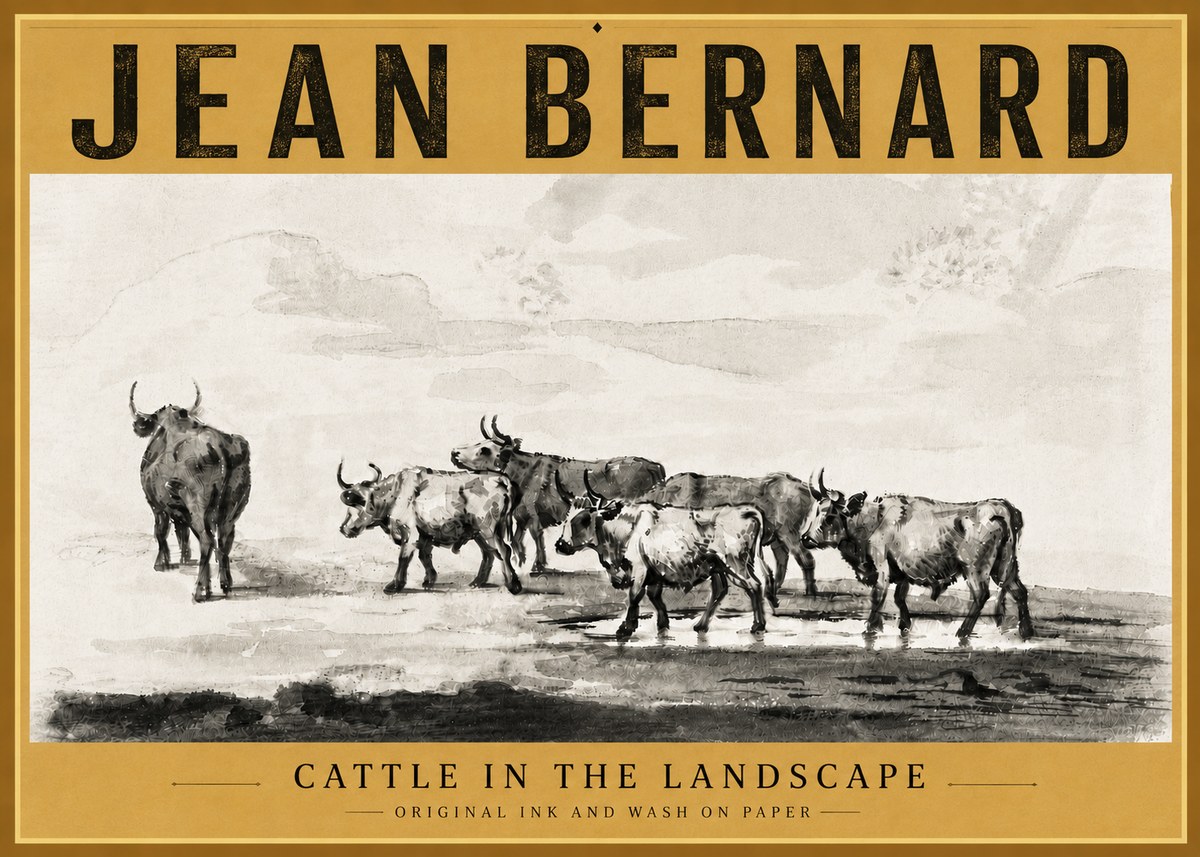 Jean Bernard Cattle in the Landscape No6 - Plakat
