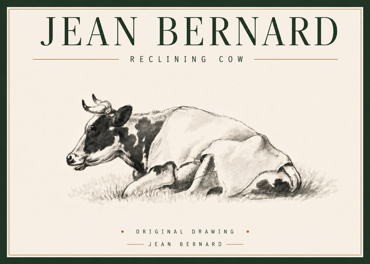 Jean Bernard Reclining Cow II No4 - Plakat