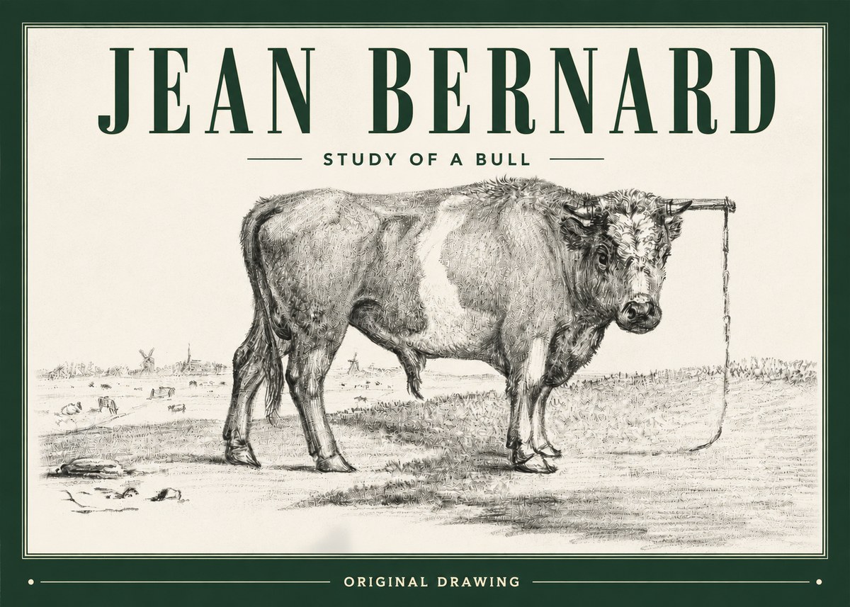 Jean Bernard Study of a Bull III No3 - Plakat