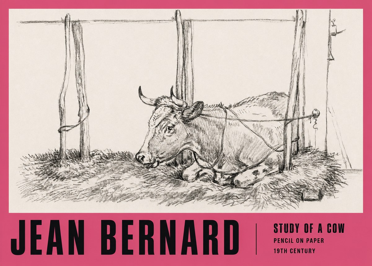 Jean Bernard A Resting Cow No3 - Plakat