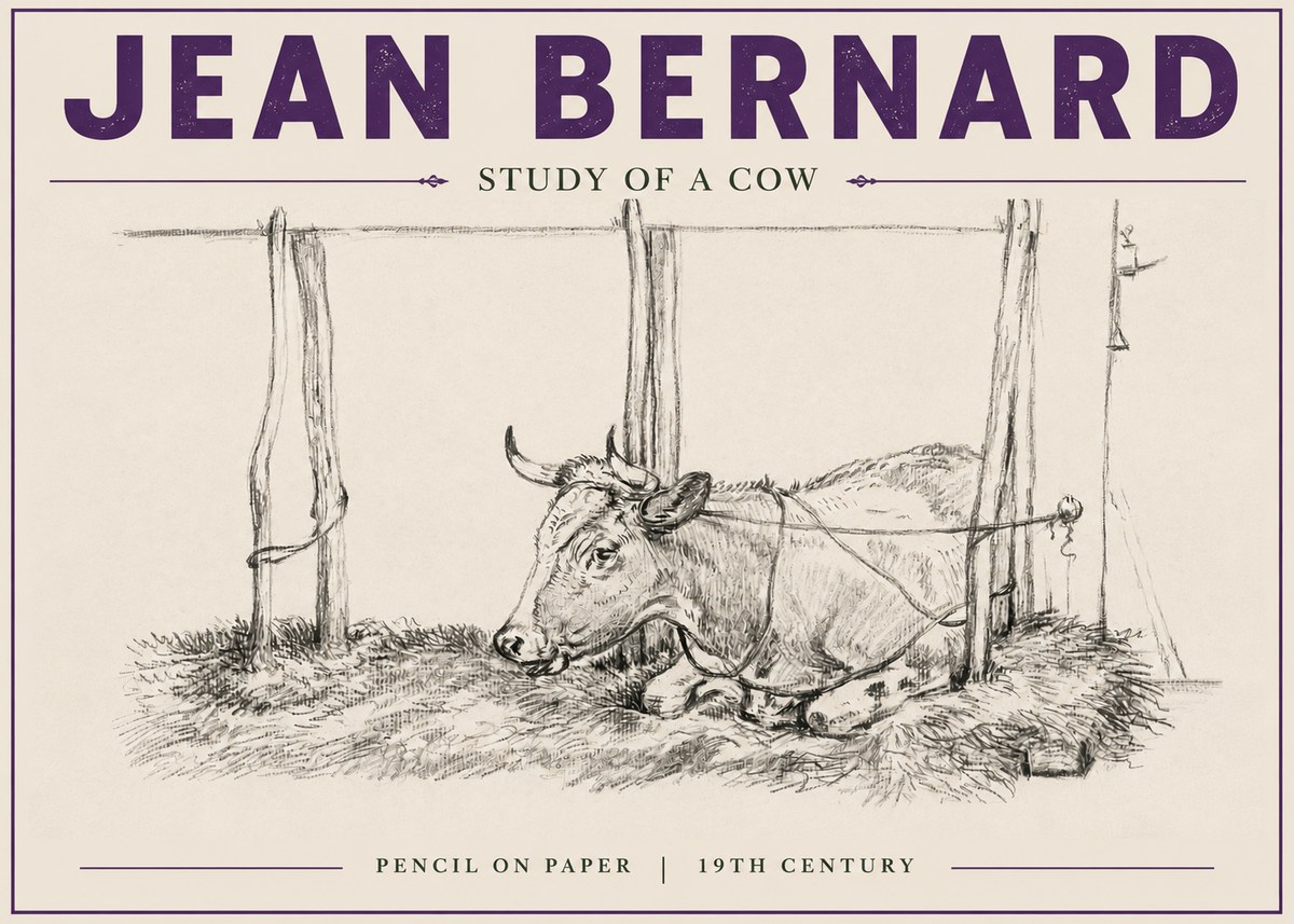 Jean Bernard A Resting Cow No6 - Plakat