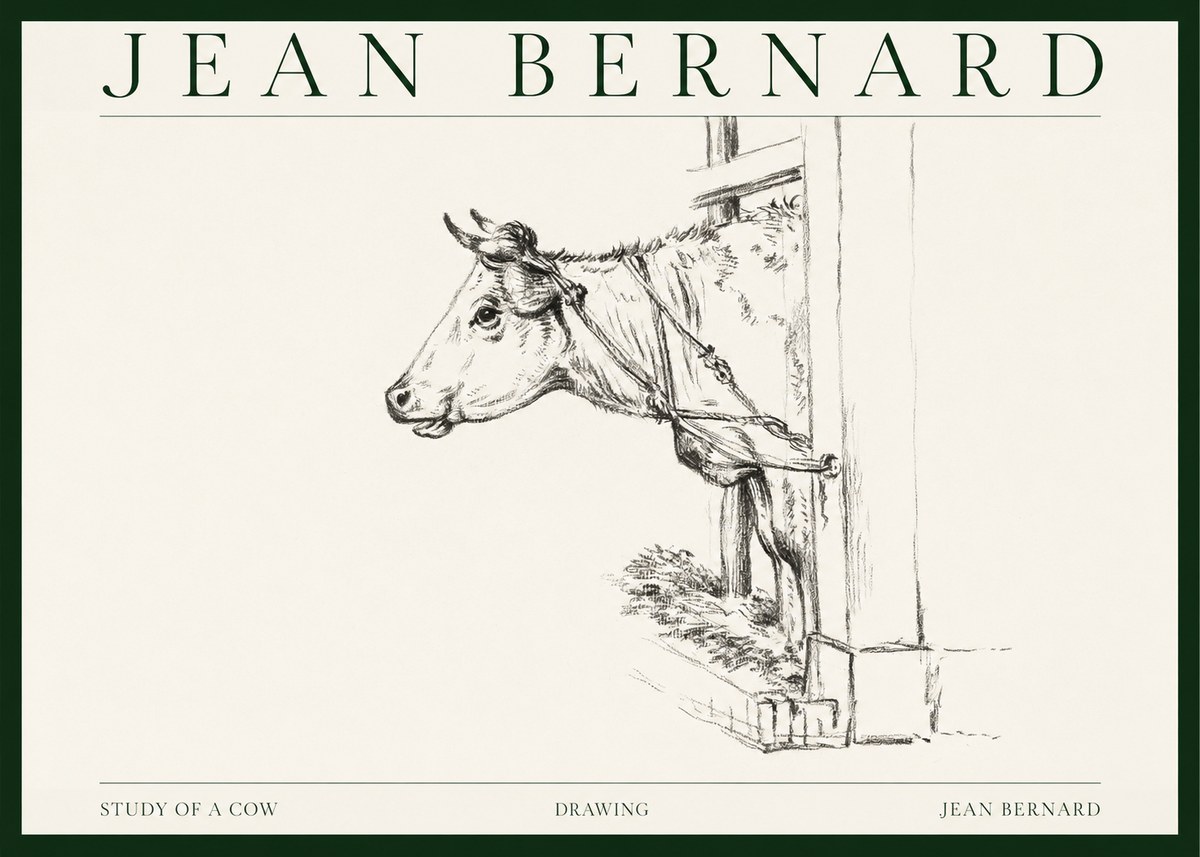 Jean Bernard Study of a Cow X No1 - Plakat