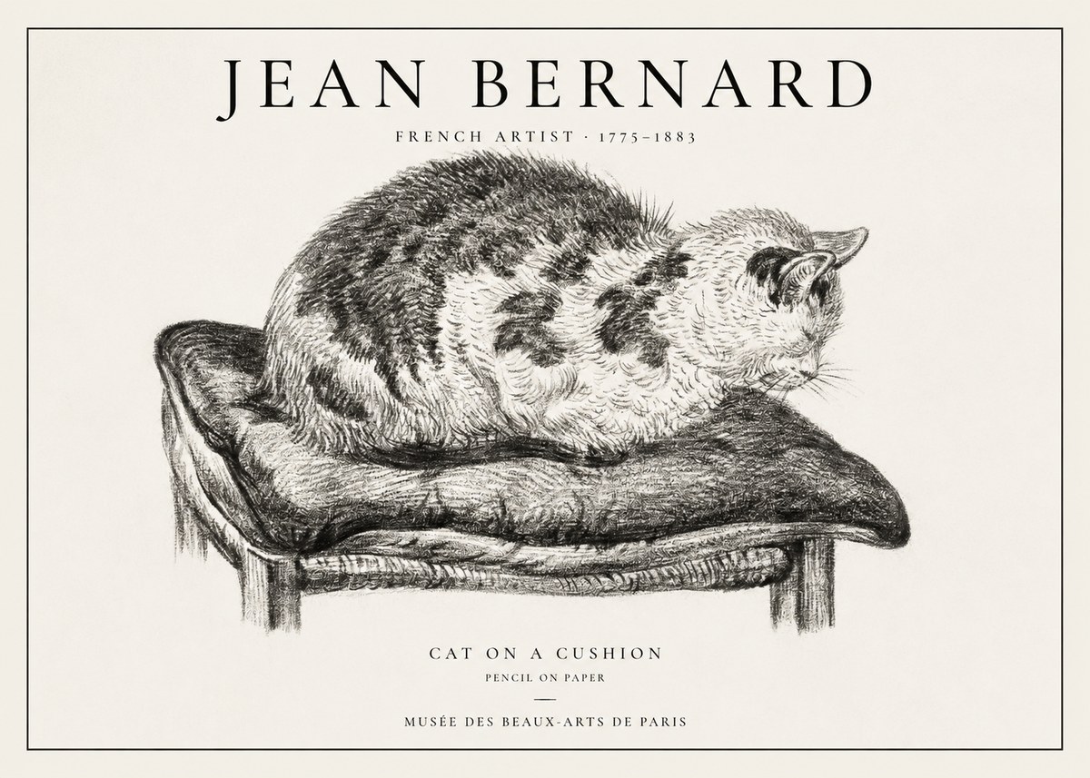 Jean Bernard Cat on a Cushion No1 - Plakat