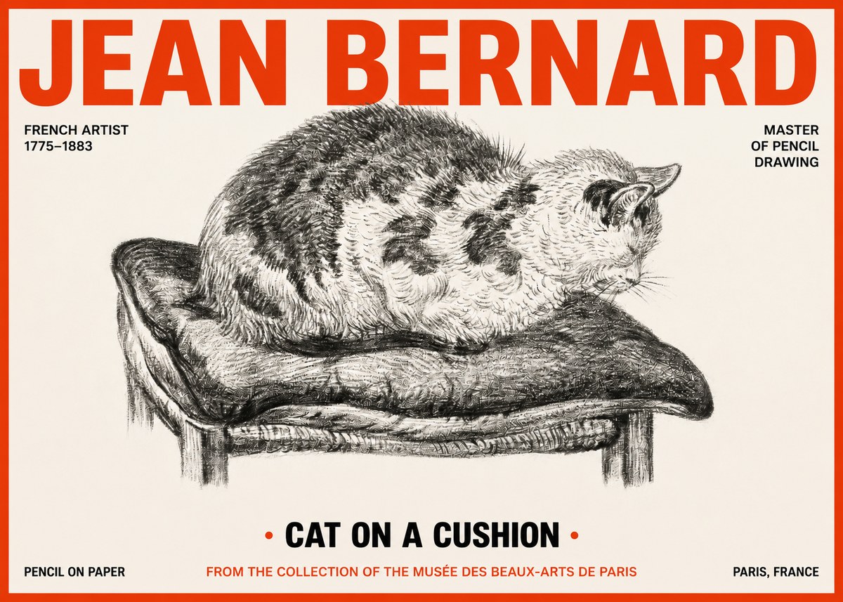 Jean Bernard Cat on a Cushion No2 - Plakat