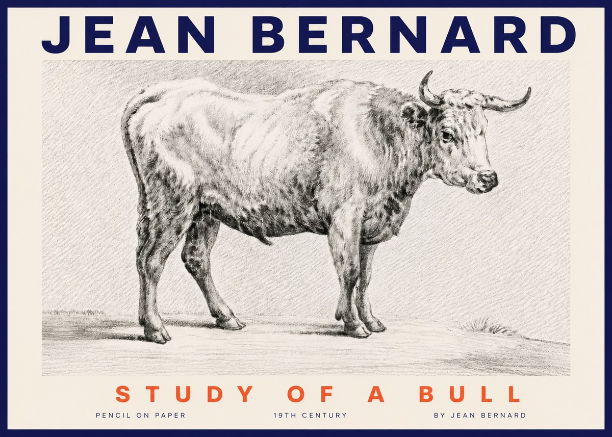 Jean Bernard Study of a Bull IV No4 - Plakat