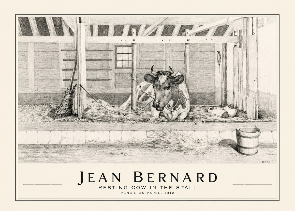 Jean Bernard Resting Cow in the Stall I No1 - Plakat