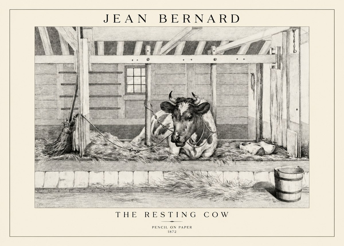 Jean Bernard Resting Cow in the Stall I No5 - Plakat