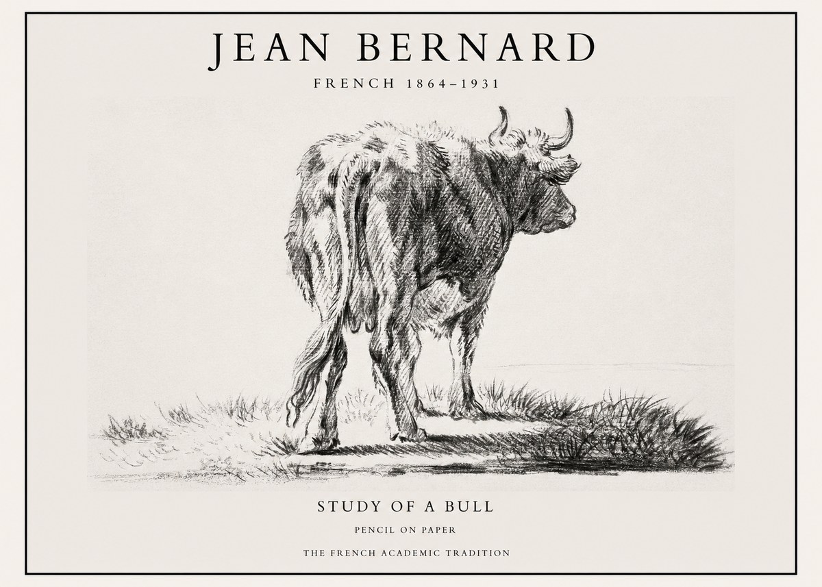 Jean Bernard Study of a Bull V No1 - Plakat