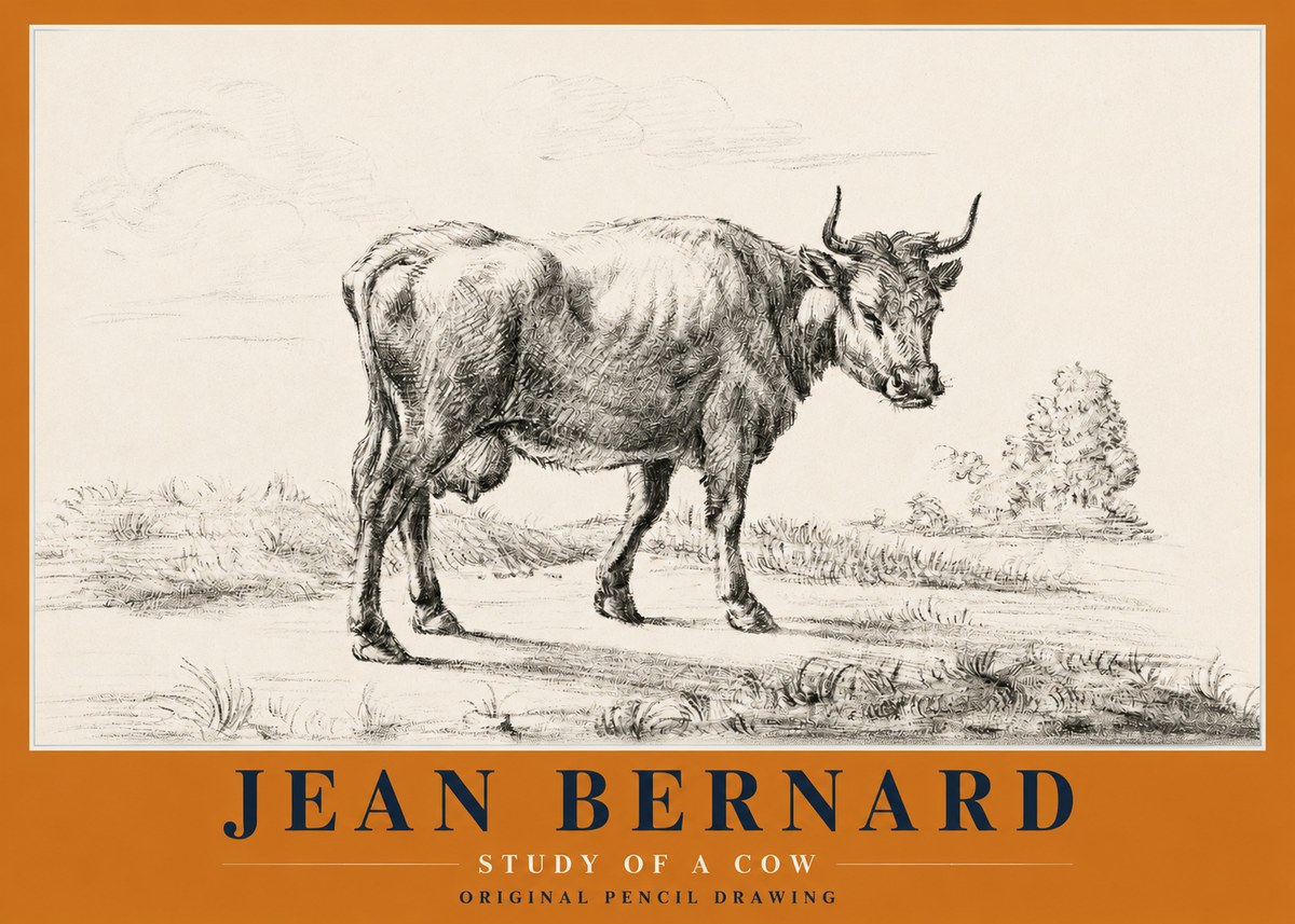 Jean Bernard Study of a Cow XII No2 - Plakat